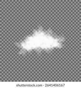 White realistic isolated steam or cloud on transparent background. Cloud, nature sky or food smoke symbol. Weather element or pattern art. Cloud texture, fire smoke wave, foggy nature. Cloud png