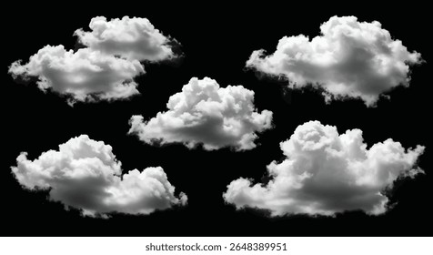 Weißer realistischer, isolierter Dampf oder Wolke auf schwarzem Hintergrund Vektor
