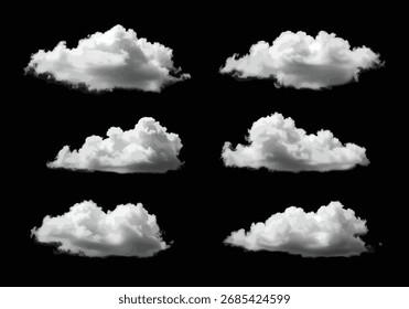 White realistic isolated steam or cloud on black background Vector