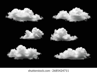 Weißer realistischer, isolierter Dampf oder Wolke auf schwarzem Hintergrund Vektor
