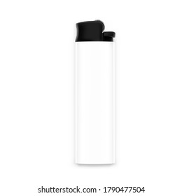 White realistic lighter mockup. Vector illustration isolated on white background. Easy to use for presentation your product, design. EPS10.