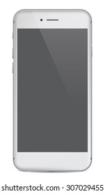 White realistic mobile smartphone with blank screen, isolated on white background, you can place your content under transparent reflection - vector illustration eps 10