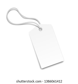 White Realistic Paper Tag. Vector Illustration. 