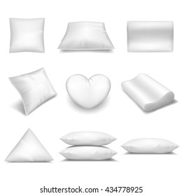 White realistic pillows set