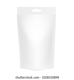White realistic Polyethylene bag with Hang Slot. Mock up for brand template. vector illustration.