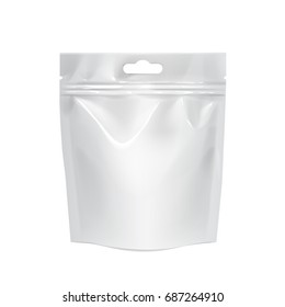 White realistic Polyethylene bag with Hang Slot. Mock up for brand template. vector illustration.