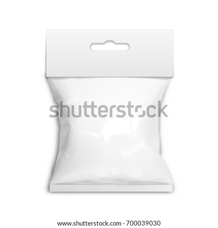 White realistic Polyethylene bag with Hang Slot. Mock up for brand template. vector illustration.