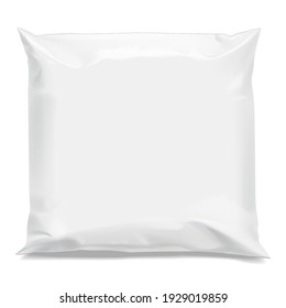 White realistic Polyethylene bag. Packing for a parcel or food and other products . Mock up for brand template. vector illustration.