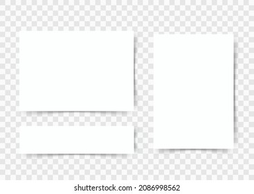 Hoja blanca realista de papel con sombra. Página del libro, bloc de notas y banner.