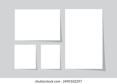 White realistic sheet of paper with shadow. Book page, notepad and banner template