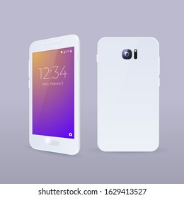 White Realistic Smartphone . Isolated Vector Elements