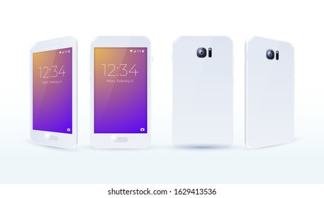 White Realistic Smartphone . Isolated Vector Elements