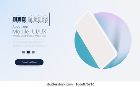 White realistic smartphone mock up in the hole. 3d vector mobile phone with blank white screen. Cellphone frame with blank display isolated templates. Vector template for present site, app ux design