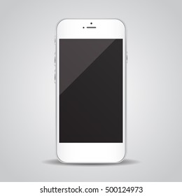 White realistic smartphone with shadow. Vector illustration