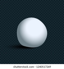 White realistic Snowball with shadow on transparent background. Esp10