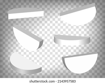 White realistic Sphere isolated on transparent background.  3d Slices geometric body in white. Set of  Slices  for your  design, app, UI. EPS 10