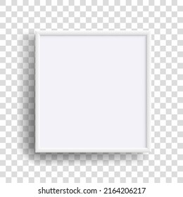 White realistic square blank frame on transparent background. Empty white picture frame mockup template.