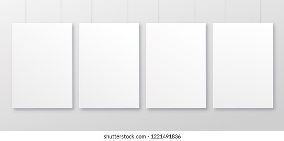 White realistic square empty picture frame on transparent background. mockup template isolated on neutral background. Vector illustration