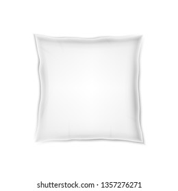 White realistic squere pillow.  Vector  Illustration. 