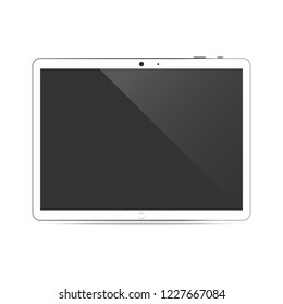 White realistic tablet mockup with blank screen.