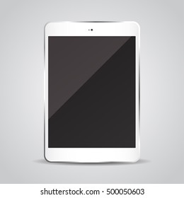 White realistic tablet with shadow. Vector illustration