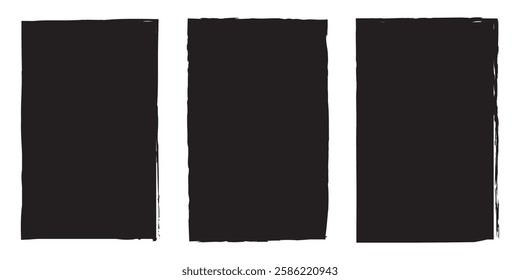 White realistic torn or ripped paper strip collection with grunge edges. Torn notebook page or scrap note with damaged border. Sticky newspaper clip art with paint brush stroke texture. Ripped banner.