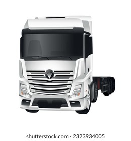 white realistic truck. Delivery large transport