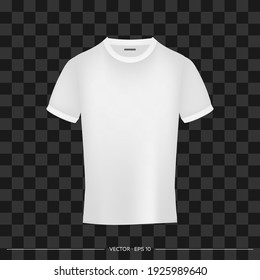 White realistic t-shirt front view. T-shirt with space for a logo or print. Vector illustration.