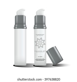 White realistic tube mock-up for cream dispenser, lotion, gel, medicine cream, tone cream, ointment, concealer, salve. Cosmetic vial with design label.