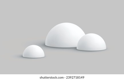 white realistic volume half circle glossy 3d template decorative design. podium product.