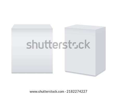 White reception Mockup, information stands, exhibition booths. Mobile counters for helping service desk, retail trade, promotion, advertising, pos, poi. Vector realistic. Two Blank templates. EPS10.