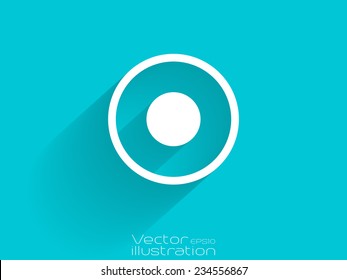 White record icon on blue background