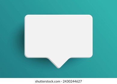 White rectangle blank speech bubble isolated on green background. Thinking sign oval symbol with blank space for text, quote, message. Minimal social banners, price tags, stickers, posters, badges.