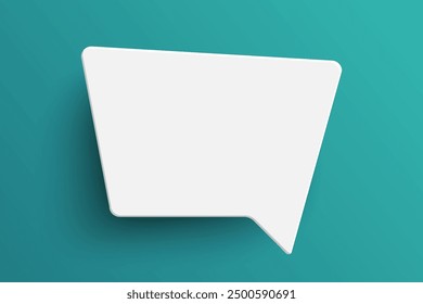 White rectangle blank speech bubble isolated on green background. Thinking symbol with blank space for text, quote, message. Minimal social banners, price tags, stickers, posters, badges.