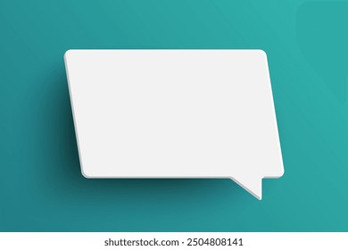 White rectangle blank speech bubble isolated on green background. Thinking symbol with blank space for text, quote, message. Minimal social banners, price tags, stickers, posters, badges.