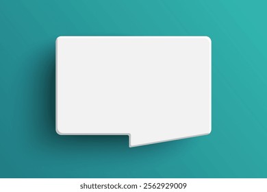 White rectangle blank speech bubble isolated on green background. Thinking symbol with blank space for text, quote, message. Minimal social banners, price tags, stickers, posters, badges.