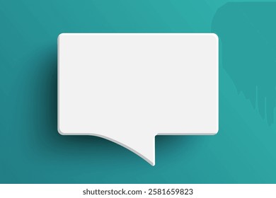 White rectangle empty speech bubble isolated on green background. Thinking symbol with blank space for text, quote, message. Minimal social banners, price tags, stickers, posters, badges