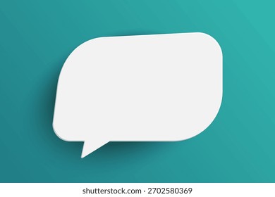 White rectangle empty speech bubble isolated on green background. Thinking symbol with blank space for text, quote, message. Minimal social banners, price tags, stickers, posters, badges