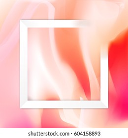 White rectangle frame on abstract mixed pastel pink rosa background vector illustration