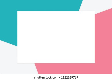 white rectangle frame on colorful pastel soft paper background cosmetics for copy space message, minimal flat lay style fashionable cosmetics pastel color top view wallpaper geometric overlay (vector)