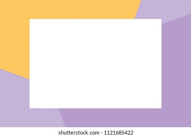 white rectangle frame on purple pastel soft paper background cosmetics for copy space message, minimal flat lay style fashionable cosmetics pastel color top view wallpaper geometric overlays (vector)