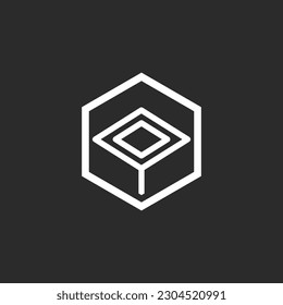 white rectangle geometric minimal logo vector illustration template design