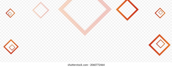 White Rectangle Mosaic Vector Panoramic Transparent Background. Trendy Ornament Texture. Light Graphic Template. Orange Technology Poster.