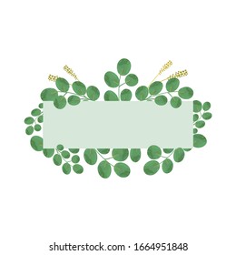 white rectangle vintage with leaves and eucalyptus. Vector image