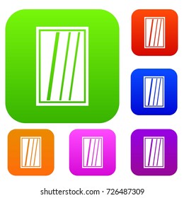 White rectangle window set icon color in flat style isolated on white. Collection sings vector illustration