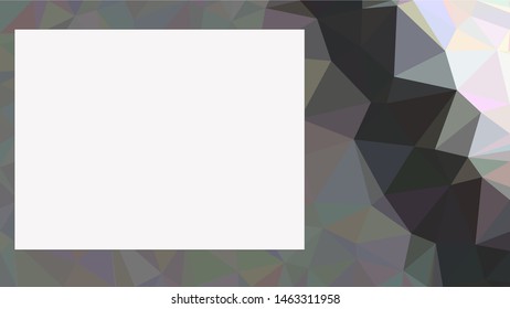 White rectangle to write stuff on surrounded by modern black white and gray gradient triangle background texture made out of triangles in vector art, to be used for sites/posters (Low Poly texture)