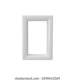 White rectangular 3D frame mockup, vector illustration. Window or door. Element for oriental design. Minimalistic decorative shape. Isolated background. For menu and festive decoration. Rendering.