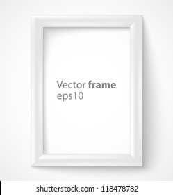 White Rectangular 3d Photo Frame With Shadow. Vector Illustration