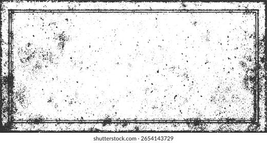 A white rectangular frame with a distressed grunge border and scattered dark speckles.