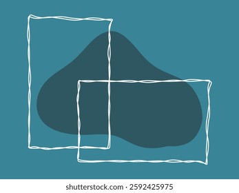 White rectangular frame on blue background. Abstraction with place for text. Vector illustration
